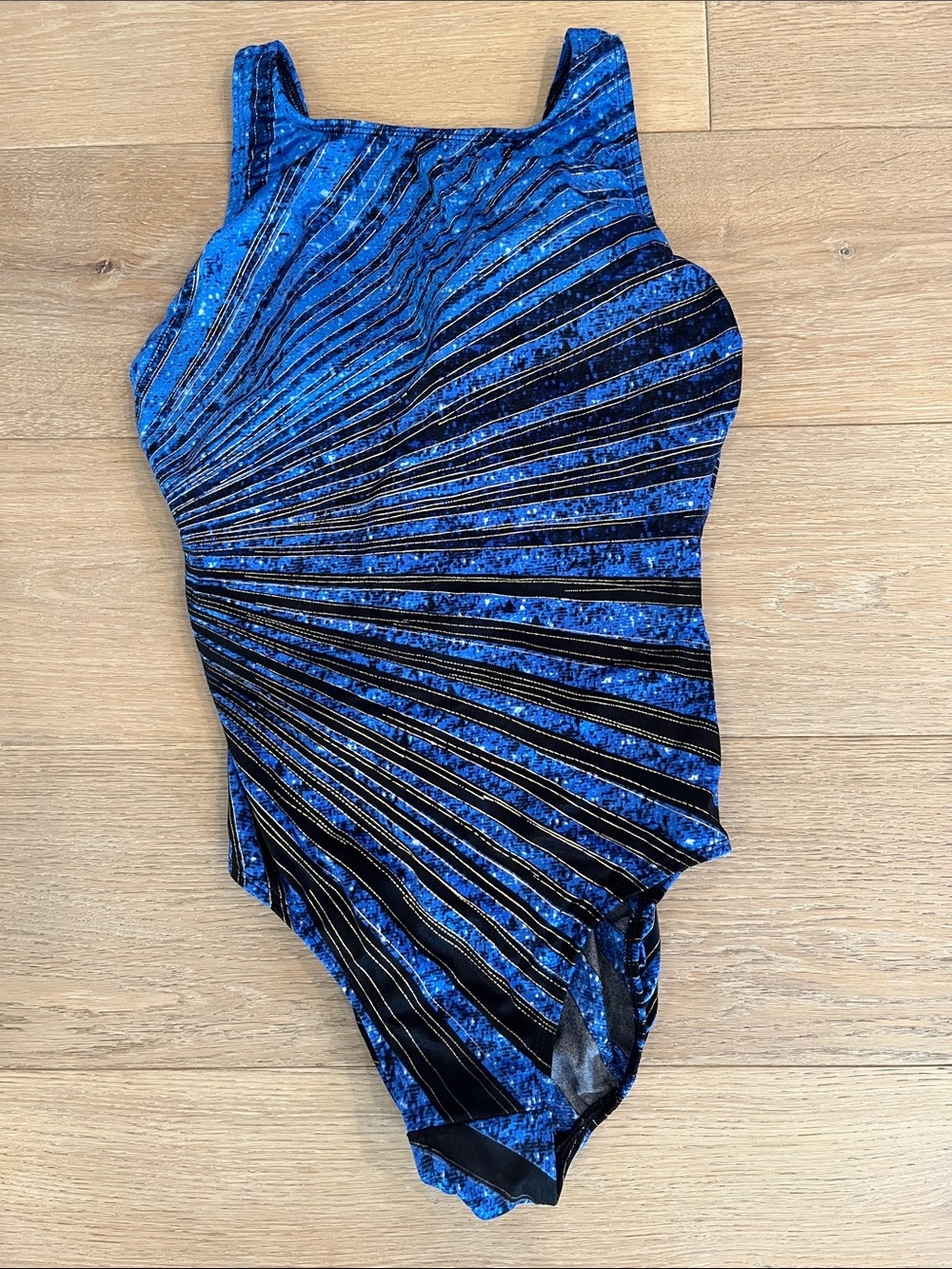 Blue High-Neck One-Piece Swimsuit